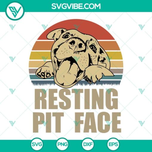 resting pit face vintage svg pitbull lovers svg funny dog svg png dxf eps 3 mockup 1