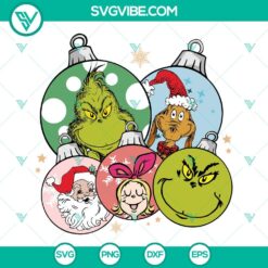 Christmas, SVG Files, Retro Grinch And Friends Christmas Ball SVG Image, Grinch 4