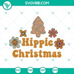 Retro hippie Christmas SVG images bundle for Cricut and Silhouette, includes DXF, EPS, PNG files. Whimsical holiday vector graphics.