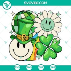 St Patrick's Day, SVG Files, Retro Lucky Smiley Face SVG File, Green Disco Ball 8