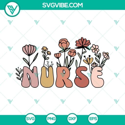 retro nurse floral svg wildflower nurse svg international nurses day svg png dxf eps cut files 4 mockup