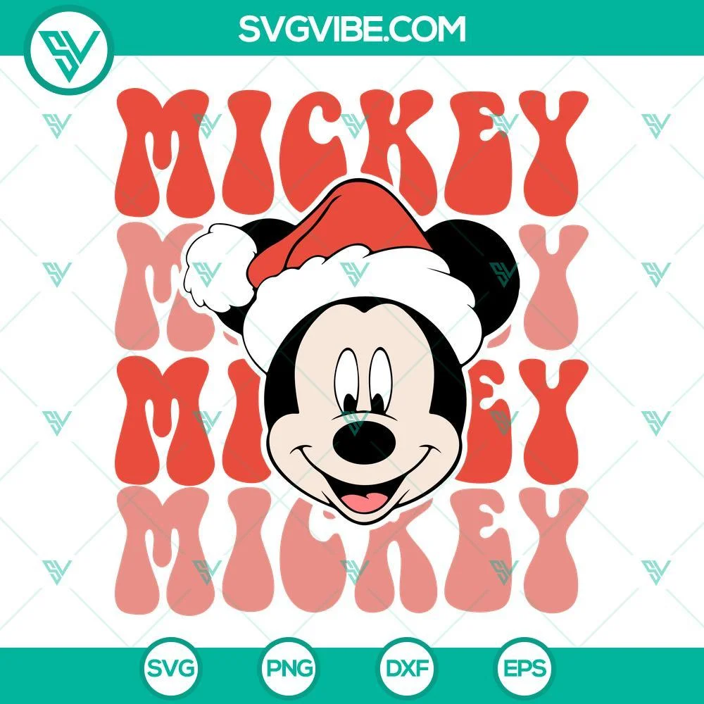 Christmas, Disney, SVG Files, Retro Santa Mickey SVG Images, Christmas SVG File 1