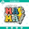 Retro Softball Mama SVG featuring groovy design, lightning bolt, and cute style. Download now for your crafting projects.