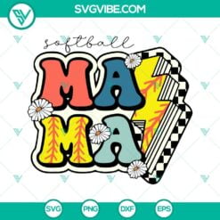 Softball, Sports, SVG Files, Retro Softball Mama SVG Download, Groovy SVG Image 2