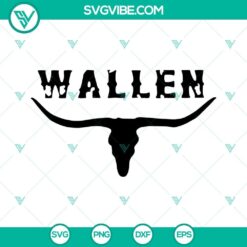 Retro Wallen Bull Skull SVG files bundle, Morgan Wallen SVG design with a Western flair, perfect for digital crafting projects.