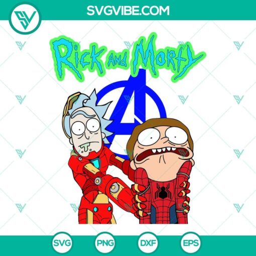 rick and morty avengers svg rick iron man svg morty spider man svg rick morty superhero svg cricut file 6 mockup