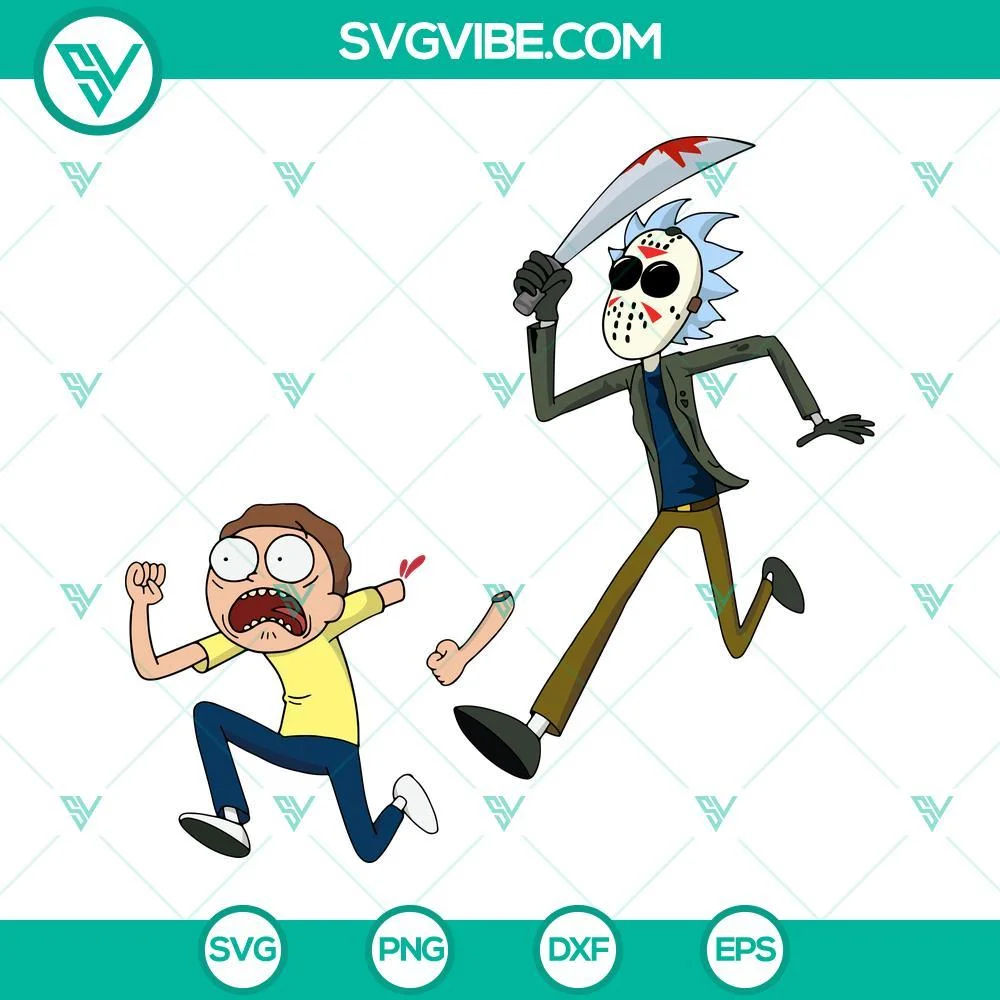 Disney, Halloween, SVG Files, Rick Jason Voorhees Kill Morty SVG File, Rick And 1