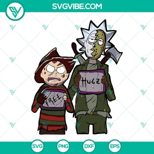 rick morty jason and freddy svg scary svg rick and morty halloween svg png dxf eps 3 mockup