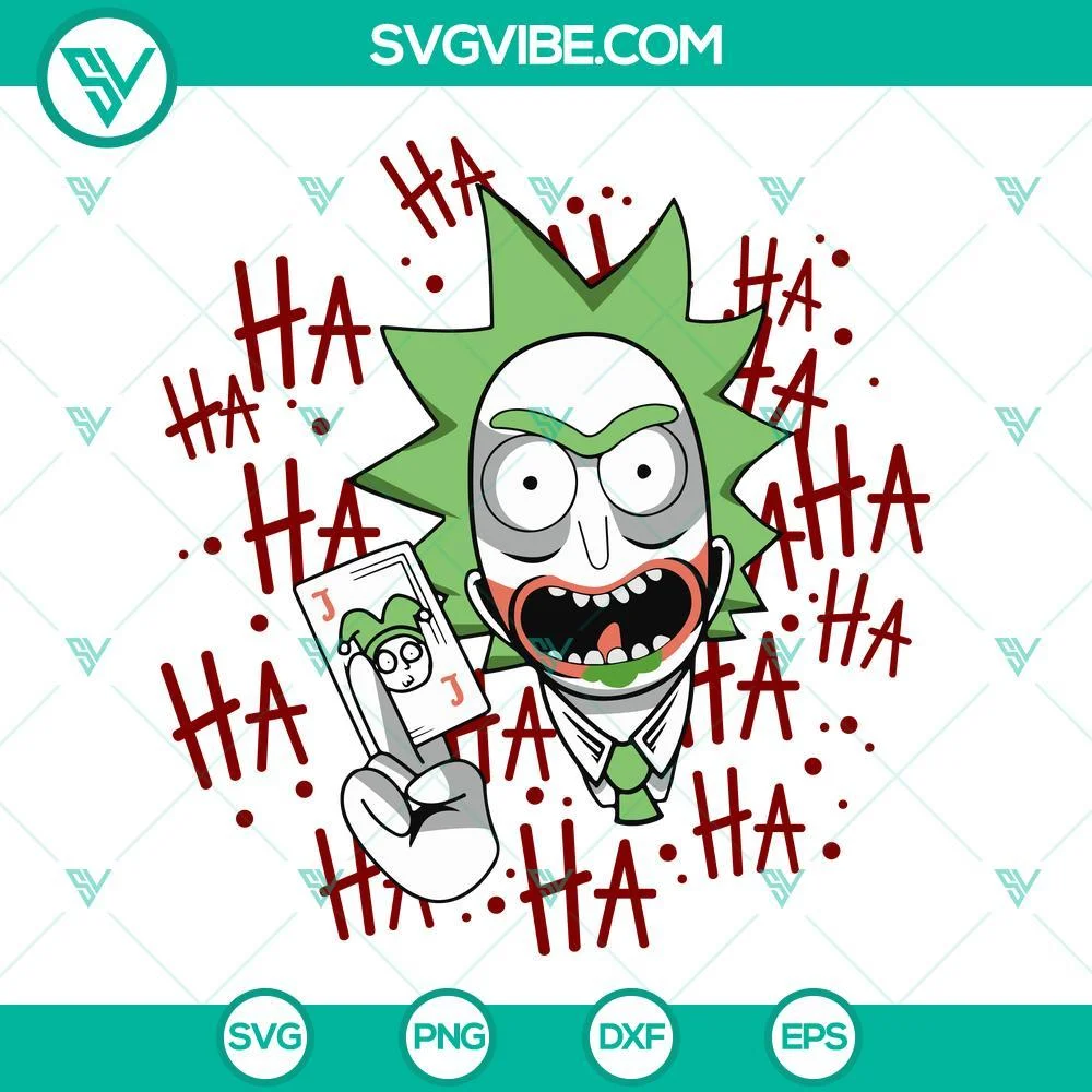 Cartoons, SVG Files, Rick Sanchez Joker SVG Files PNG DXF EPS Digital File, 1