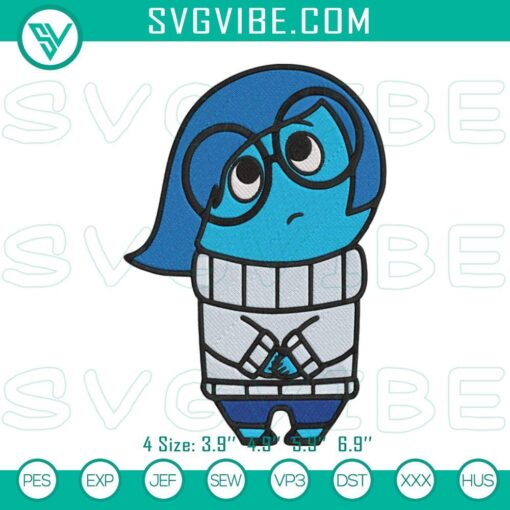 sadness embroidery designs inside out embroidery pes files mockup