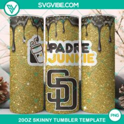 20oz Skinny Tumbler Template, San Diego Padres Dunkie Junkie Glitter 20oz 2