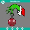San Francisco 49ers Grinch Hand holding Christmas ornament SVG, festive 49ers Christmas design, SVG download.