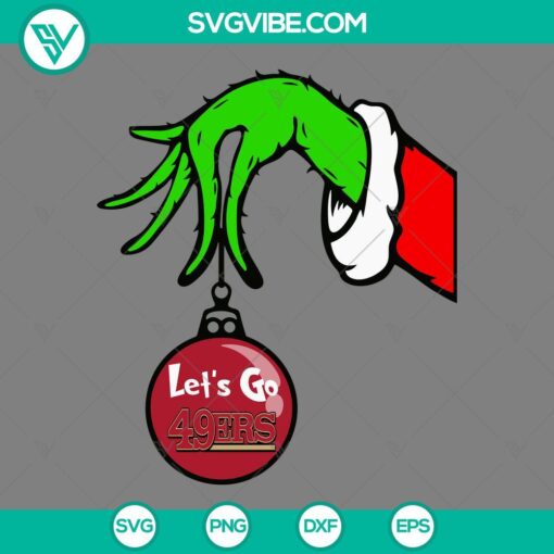 san francisco 49ers grinch hand with ornament svg san francisco 49ers christmas svg mockup