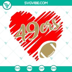 Football, Sports, SVG Files, San Francisco 49ers Heart SVG Image, 49ers 2