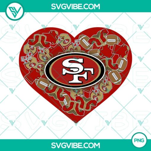 san francisco 49ers heart valentine png file designs mockup