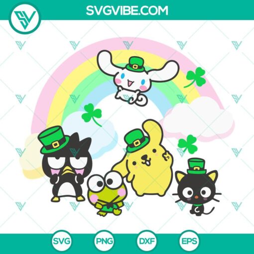 sanrio characters happy st patricks day svg badtz maru cinnamoroll raibown svg png dxf eps mockup