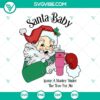 Santa Baby with bag and Stanley Cup SVG file, featuring Santa Claus holding a bag next to the Stanley Cup trophy. Ideal for Christmas crafts.