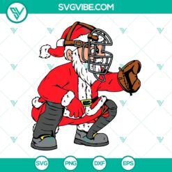 Baseball, Christmas, SVG Files, Santa Claus Baseball Catcher SVG Image, 4