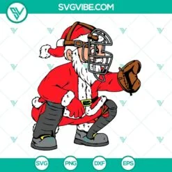 Baseball, Christmas, SVG Files, Santa Claus Baseball Catcher SVG Image, 2