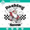 Santa Claus dashing through snow SVG file with skateboard, PNG, DXF, EPS. Festive holiday design with Santa skating. Ideal for Christmas projects.