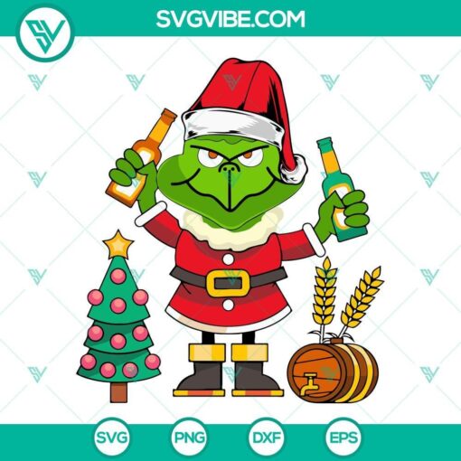 santa grinch with beer bottle svg grinch christmas tree svg grinch drink beer christmas svg png dxf eps cut files 6 mockup