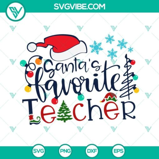 santa s favorite teacher christmas svg png dxf eps vector clipart 10 mockup