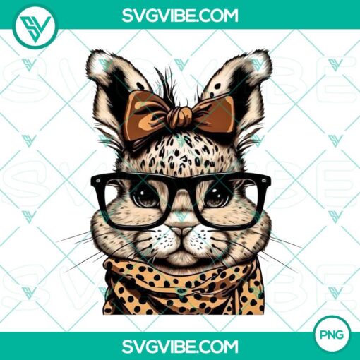 sassy bunny leopard bandana and glasses png cute rabbit png bunny easter png mockup 1