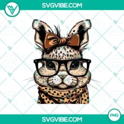 Sassy bunny with leopard bandana and glasses PNG file, cute rabbit Easter design in trendy outfit, perfect for digital use.