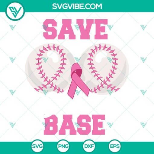 save second base svg funny baseball breast cancer awareness svg pink ribbon svg fight cancer svg 9 mockup