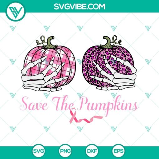 save the pumpkins svg pink leopard and buffalo plaid pumpkins svg pink breast cancer ribbon svg 4 mockup