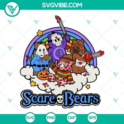 scare bears care bears svg horror scare care bears halloween svg png dxf eps cricut silhouette 3 mockup