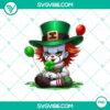 Creepy clown horror character with St Patrick's Day theme, PNG file for Halloween projects.