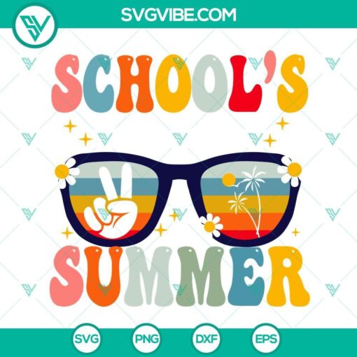 school s out for summer retro vintage svg teacher summer svg last day of school svg bye school summer svg png dxf eps 10 mockup