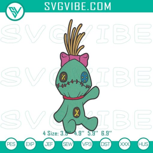 scrump lilo and stitch doll embroidery design files mockup