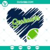 Seattle Seahawks heart SVG images, football and NFL team logo design, perfect for game day crafts and fan merchandise.