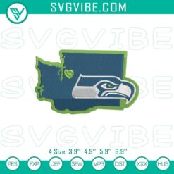 Seattle Seahawks NFL team logo embroidery file, ideal for DIY projects and customizing apparel.