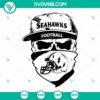 Seattle Seahawks football themed skull SVG file, PNG, DXF, EPS cut file for crafting and personalization.