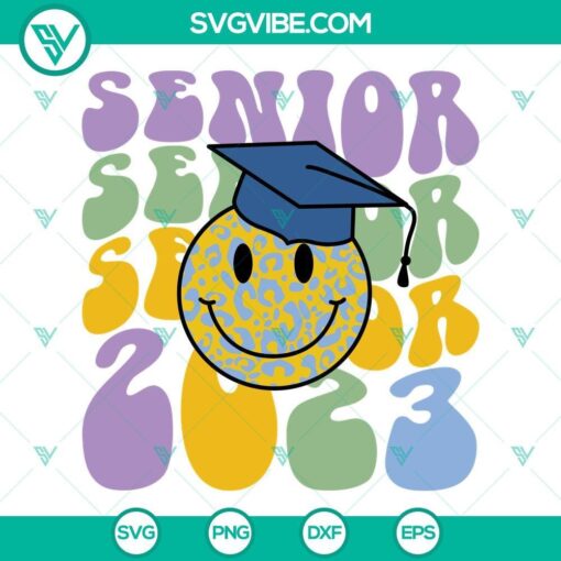 senior 2023 svg senior 2023 leopard smiley face svg png dxf eps cut files 10 mockup