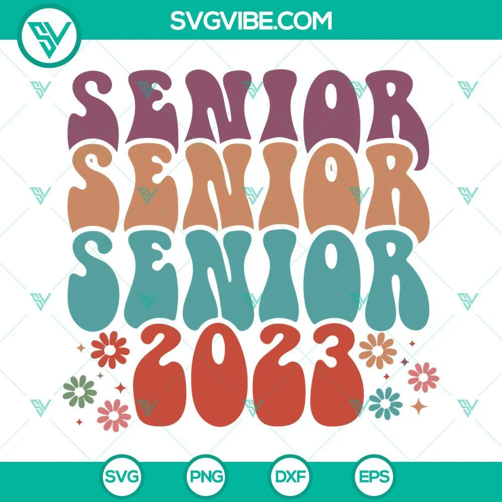 School, SVG Files, Senior 2023 SVG Images, Senior SVG Image, Floral Graduation 1