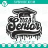 2024 senior class drip embroidery design for graduation celebration, stylish and elegant pattern.