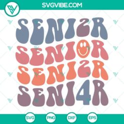 School, SVG Files, Senior 2024 Retro Smiley SVG Image, Senior 24 SVG Download, 14