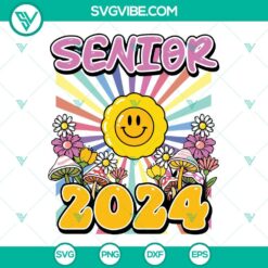 School, SVG Files, Senior 2024 SVG Files, Retro Groovy SVG Images, Class Of 7