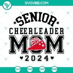 School, SVG Files, Senior Cheerleader Mom 2024 SVG Image, Cheer Megaphone SVG 2