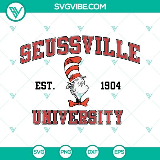 seussville university est 1904 svg the cat in the hat svg dr seuss svg png dxf eps 7 mockup