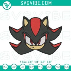 Shadow The Hedgehog Head Embroidery Designs, Black Sonic Character File