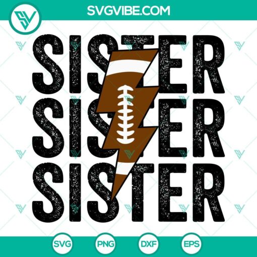 sister football svg distressed lightning bolt football svg 6 mockup