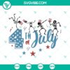 Skeleton 4th of July SVG with USA skeleton dancing and fireworks design, perfect for Independence Day celebrations.