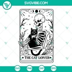 Skeleton, SVG Files, Skeleton And Cat SVG Images, The Cat Lover Tarot SVG Image 2