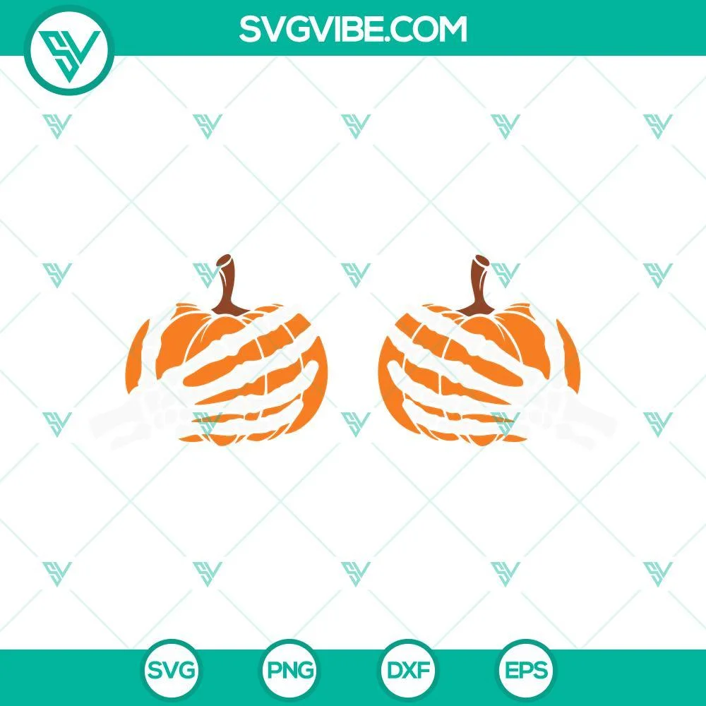 Halloween, SVG Files, Skeleton Boob Hands SVG Images, Pumpkin Boobie SVG File, 2