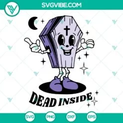 Halloween, SVG Files, Skeleton Coffin Dead Inside SVG Images, Spooky Vibes SVG 2